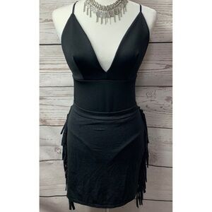 NWOT Event Fringe Faux Suede Skirt